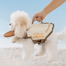 小狗狗救生衣 柯基泰迪比熊法鬥金毛適用 小型犬中型犬大型犬寵物泳衣, （救生衣）奶白熊款,S 建議5-10斤, 1個