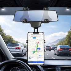 하스몰 신개념 차량용 룸미러 360도 회전 휴대폰 거치대, 블랙, 1개