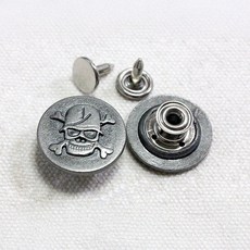 [단추똥꼬] 청바지단추 청자켓 흔들이 단추 5세트 20mm, 1개, (32번)캐 평해골 엔틱실버 5세트