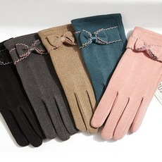 여성 겨울 모직장갑 터치 벨벳 리본 보온 여자장갑 여성벨벳장갑 스웨이드장갑