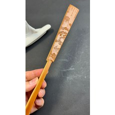 摺扇雕刻 高士圖 松江孤舟獨釣客 玉竹老料, 如圖所示, 1個