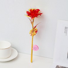 인공 장미 꽃 여자 친구를위한 발렌타인 데이 선물 영원한 LED 라이트 호일 웨딩 크리스마스, 01 YellowColored light, 1개