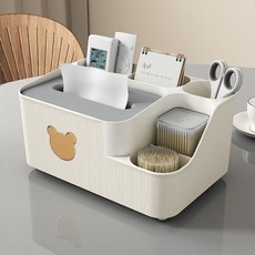 輕奢風多功能紙巾盒，桌面收納遙控器手機架，家用客廳茶几擺件, 全新升級：食品級材質+不卡紙：捲紙抽紙適,方形加厚：白色（1格小款收納.）