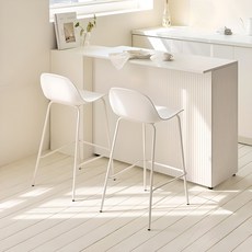 메종드꼼마 스테이 화이트프레임 홈바의자 세트, 화이트, 2개