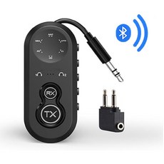 컴스 고음질 블루투스 v5.4 AUX 스테레오 무선 리시버 오디오 송수신기, 블랙, 1개, JA434