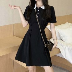 [라이프커머스] (스타일하우스)원피스 OPS 여성 화이트 카라 블랙 미니