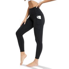 아마존평점4.5+ 미국출고 213905 Workout Pro 하이 웨이스트 압박 레깅스 - 2.2cm(7/8인치) 길이 요가 팬츠 여성용 63.5cm(25인치) 안쪽 블랙