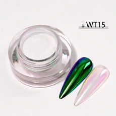 HNDO 16 색 오로라 크롬 파우더 네일 글리터 마찰 안료 아트 장식 매니큐어 디자인 먼지 거울, 10 WT15-0.3g