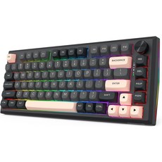 레드라곤 K687 프로 무선 CNC 개스킷 게이밍 키보드 프리미엄 알루미늄 보드가 장착된 8 키 기계식 이지 컨트롤 노브 5 어 노이즈 감쇠 맞춤형 선형 스위치 원형 PBT, Glitter Black