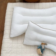 국내백화점 리틀아카이브 낮잠이불 크레므앙팡 슈크르 경추 베개솜 J(25X45) 어린이집 (BK파우치증정), 화이트