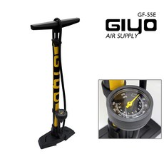 GIYO GF-55E 高壓直立式打氣筒-美/法嘴(附壓力錶) 台灣製造, 1個, 如圖