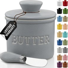 PriorityChef 워터 라인이 있는 뚜껑이 버터 크록 카운터에 놓을 수 세라믹 프렌치 접시 레드 146997, 님버스 클라우드