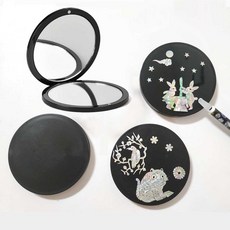 블랙 손거울 DIY 자개 나전칠기 공예체험 만들기 재료, 1개, 무광 똑딱이형