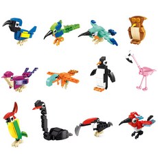 동물 조립블록 소형 블록 공룡 해양 세트 곤충 퍼즐 미니, A02, 1개