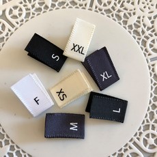 무광 공단 주자인쇄 사이즈라벨 컷팅 소량 100pcs 자체제작 의류부자재, 화이트