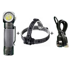 WainLight BD13 拐角手電筒 強光 L型頭戴式 可充電 戶外照明, 1個, BD13黑單手電XML2白光（無電池）