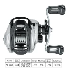 LINNHUE-베이트 캐스팅 릴 AF2000 7.2:1 기어비 낚시 릴 8KG 최대 드래그 N42 네오디뮴 자석 바닷물 릴 낚시 Pesca, Right, 규격 없음