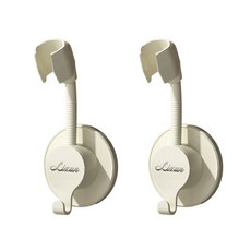 샤워기 거치대 무타공 접착식 720도 회전 걸이형 2개, 화이트