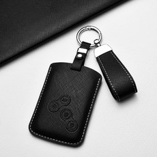 르노 고급 키 케이스 - 프라다 패턴 디자인 스크래치 방지 SM3/5/7 QM3/5 라구나 등 호환, 르노 C 타입, 매트 블랙