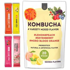 은하의 콤부차 차 4가지 맛 20 봉지 100g 3.52단위온스 프로바이오틱스 프리바이오틱스 무설탕 티 음료 버라이어티