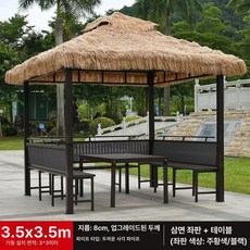 조립식 사각 정자 쉼터 원두막 가제보 테라스 야외, 3.5x3.5m 정자 좌판+테이블 3면
