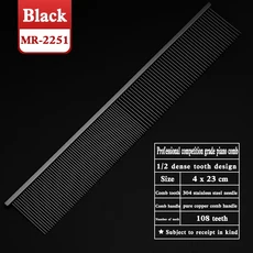 쿠쿠스토어 반려동물 그루밍 피아노 빗 대회 특수 테디 푸들 풀 헤어 오픈 매듭 픽 개 스트레이트 라인, 06 MR-2251 Black, 1개