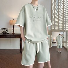 여름 남성트레이닝복세트 남성투피스 반팔티 + 반바지 반팔 티셔츠 ZBW260304713 45