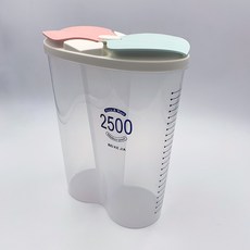 約翰家庭百貨 花瓣分格雜糧儲物罐 2格/3格/4格款 透明帶刻度防潮收納米桶 食品密封罐 麵罐 保鮮罐收納罐【ZS0205】, 1個, 2格款