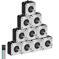 10팩 네마 17 스테퍼 모터 2상 1.8 0.16Nm22.66온스인치 고토크 바이폴라 23mm 4.2 0.8A 4리드 샤프트 24mm 5mm 42 케이블 1M 3D 프린터 DIY