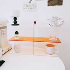 머그컵 진열장 3단 수납장 아크릴 주방 A 선반 홈카페, 라지 오렌지