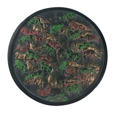 博古珍藏 葉玄卿「百順圖」礦物彩描金墨條墨塊墨錠 498公克 早期收藏 文房四寶, 1個