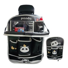 깔끔 귀여운 차량용 뒷자석 정리함 / 테이블형 올인원 / 후크걸이 증정, 블랙 판다, 1개