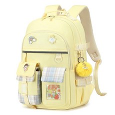 KIDNUO 여아용 백팩 15.6인치 노트북 학교 가방 어린이 초등학교 책가방 소녀 십대 여성 학생용 퍼플. 216804, 옐로우