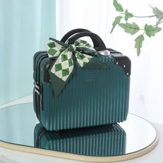 초경량 소형캐리어 트렁크 1박2일 가벼운 승무원 여행용가방, 먹녹색[리본 업그레이드 버전], 14인치 [표준타입+잠금없음]