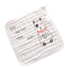 六層純棉泡泡紗口水巾5條裝 - 包邊加厚小方巾，寶寶洗臉巾、洗澡巾、新生兒圍嘴、嬰兒餵奶巾、餐巾、吸汗巾、兒童手帕巾, 1套裝