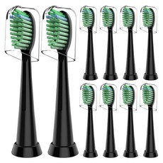 TAO 클린 소닉 전동 칫솔과 호환되는 칫솔 교체 헤드 - 데일리 케어 화이트닝 브러시 헤드 타오클린과 호환 블랙