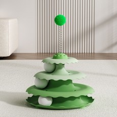 DFMEI 三層三球貓轉盤貓玩具逗貓棒自嗨解悶寵物小貓咪消耗體力貓貓用品, 1個, 三層貓三球轉盤【綠色】