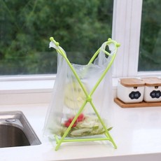 簡易落地垃圾掛架 廚房用品, 1個, 綠色折疊垃圾架,一個裝