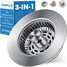 업그레이드된 주방 싱크대 스트레이너 & 스토퍼 - 팝업 빠른 배수 막힘 방지 바구니 및 탈취 커버 배수구에 미국 표준 3.5인치 스테인리스 스틸 1개 중 3개눈에 맞습니다, Snow