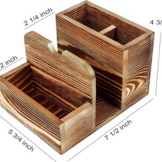 廚房木質多功能餐具盒帶抽紙架 - 家用實木調味品餐巾紙收納盒, 燒色, 1個