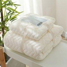 珊瑚絨毛巾浴巾二件套, 1個, 白色,浴巾140x70毛巾35x70