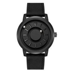 맹인 시계 점자 시각장애인 마드네틱 C타입 볼 손목시계 -블랙 시계, 1, I. 검은색 다이얼과 검은색 가죽 스트랩