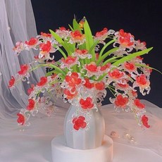 漸變水晶玫瑰 手工DIY材料包, 【紅色】+蝴蝶結防摔花瓶, 1個