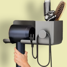 심플리담 무타공 다용도 수납형 드라이기 거치대, 1개, 그레이