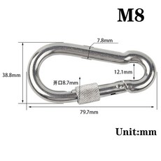 스프링 스냅 카라비너 퀵 링크 잠금 링 후크 걸쇠 체인 패스너, 3. 2 PCS / M. With Nut M8, 1개