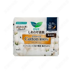 【日本花王】Laurier 柔軟純棉 量多夜用衛生棉 超長夜用 安心防漏 給妳極致舒適的睡眠體驗, 30 cm, 9, 1包