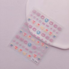 RoseAria 산리오 3D 캐릭터 네일 스티커, 1개, 핑크 + 옐로 + 블루 + 레드