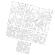 HAIMINGJUN 플래너/노트/다이어리/카드/미술용 플라스틱 저널 스텐실 드로잉 템플릿 20개 세트, 하얀