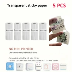 투명 자가 점착 열전사 용지 57mm 영수증 프린터용 스티커 롤 즉석 프린팅 잉크 없이, 01 5 Rolls