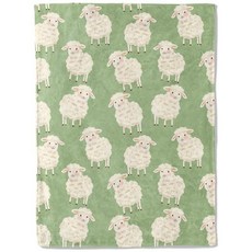 BIWOTU 귀여운 양 테마 담요 - 매우 부드럽고 아늑하며 가벼운 플란넬 카우치 침대 사무실 여행 야외용 따뜻한 플러시 유니 선물 127 x 101.6cm(50 40인